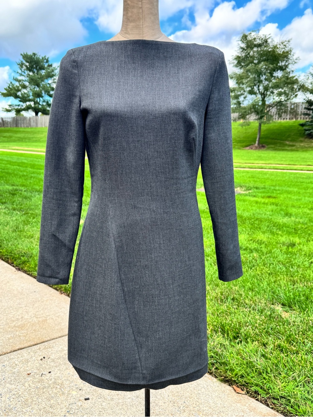 Zara Charcoal Gray Long-Sleeve Shift Dress